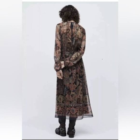 NWT ZARA MAXI PRINTED BOHEMIAN DRESS/ZARA CASUAL FORMAL DRESS FALL Size XXL - Picture 4 of 14